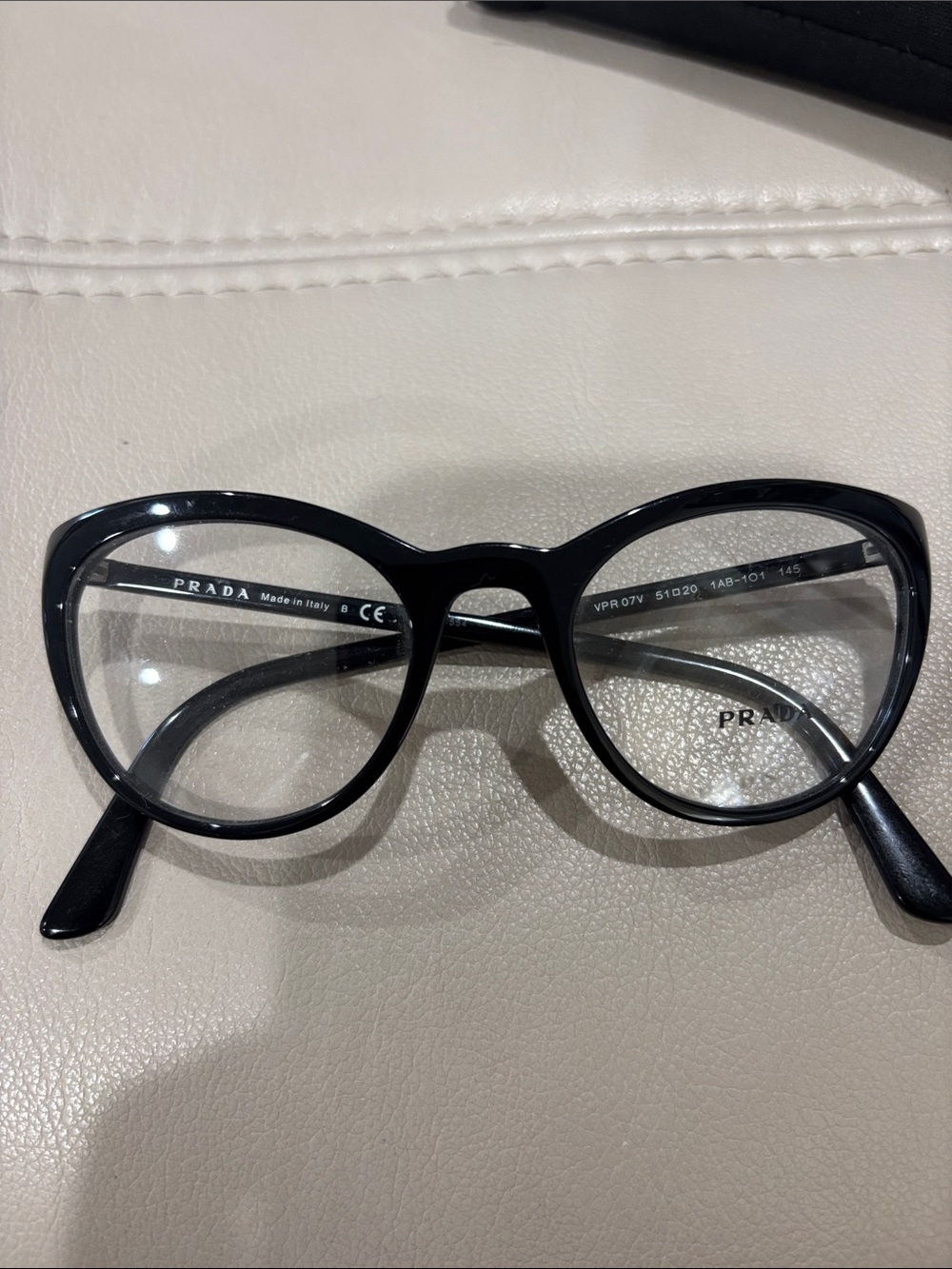Prada Women’s Black Gloss Cat-Eye Eyeglasses VPR 07V